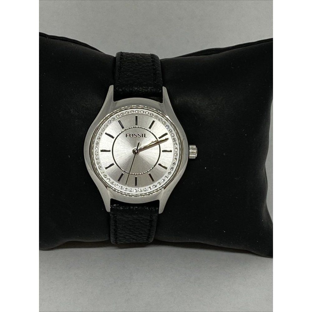 Fossil BQ1590 Women's Black Leather Silver Analog